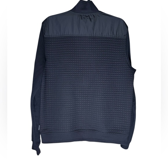 Ted Baker Bomber Jacket Bruno Mens Sz XL Quilted knit Sweater Stretch Navy Blue - Picture 2 of 8